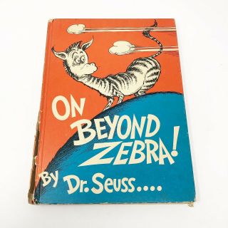 Vtg Dr.  Seuss On Beyond Zebra 1955 Edition Random House Banned Oop Hardcover