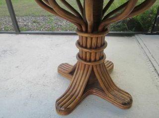 Vintage Bamboo Rattan Round Dining Room Table 2