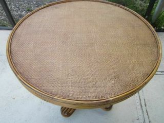 Vintage Bamboo Rattan Round Dining Room Table 3