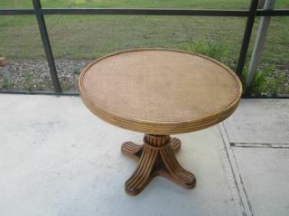 Vintage Bamboo Rattan Round Dining Room Table 4