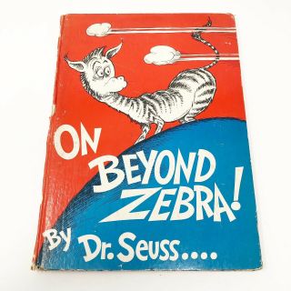 Vtg Dr.  Seuss On Beyond Zebra 1955 Edition Hardcover Random House Banned Oop