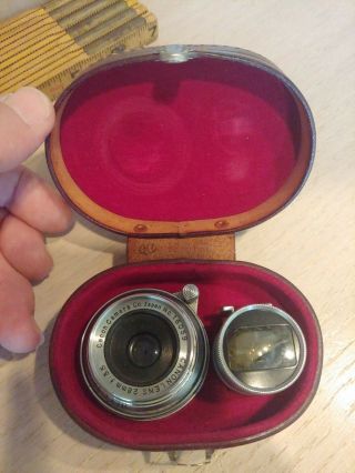 Vintage Canon 28mm F/3.  5 Lens Screw Mount With Finder In Leather Case