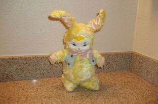 Vintage 1967 Yellow Rushton Star Creation Rubber Face Easter Bunny
