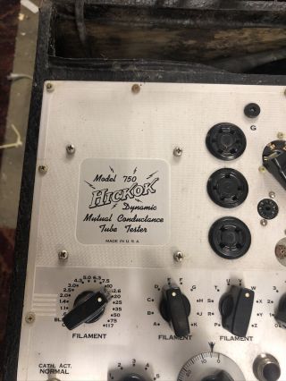 Vintage Hickok model 750 mutual conductance tube tester - 3