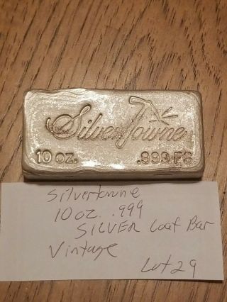 Silvertowne 10 Oz Poured.  999 Silver Bar - Vintage