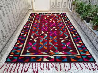 Vintage Handmade Moroccan Berber Rug Azilal Wool Rug Beni Ourain Tribal Carpet