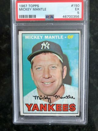 1967 Topps Mickey Mantle Psa 5 Ex 150 Graded Vintage Card