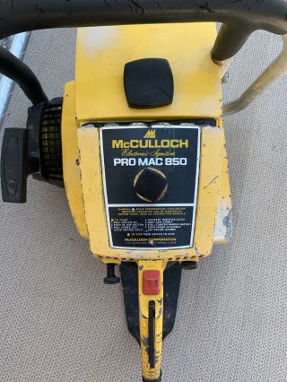 Vintage Mcculloch Pro Mac 850 Chainsaw Powerhead Only - 150psi - See Details