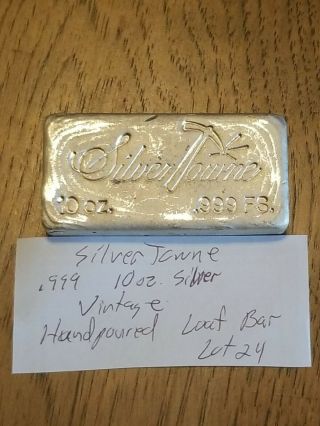 Silvertowne 10 Oz Poured.  999 Silver Loaf Bar - Vintage