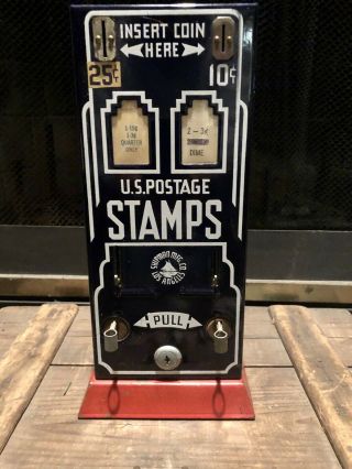 Vintage U.  S.  Postage Stamp Dispenser - Porcelain Front
