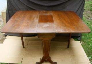 Vintage Antique SOLID Walnut Wood Wooden Drop Leaf Gate Leg Gateleg Dining Table 4