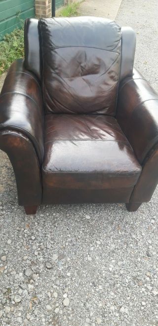 Vintage Brown Leather Club Armchair 6