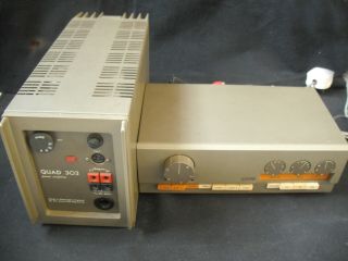 Vintage Quad 303 Power Amplifier,  Quad 33 Pre - Amp,  Cables • Boxed
