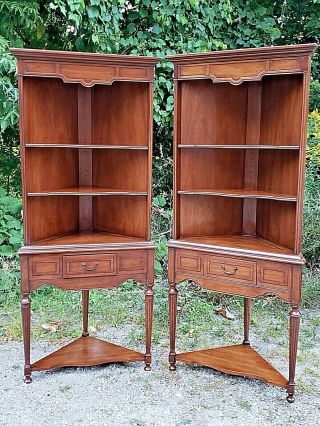 Elegant Vintage Corner Cupboard Cabinet With Drawer By Heritage 2 Available