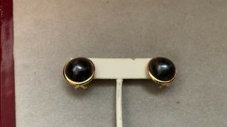 Extremely Rare Vintage Black/Grayish Mabe Pearl Earrings 14 Karat Gold 3