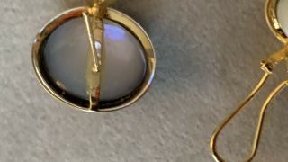 Extremely Rare Vintage Black/Grayish Mabe Pearl Earrings 14 Karat Gold 6