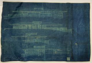 Frank Lloyd Wright.  Rare.  Architectural Vintage Colored Print.  1951.  42 X 27.  5 Inch