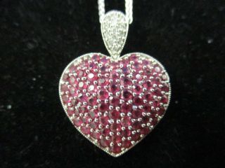 Vintage 14k White Gold Ruby And Diamond 16 Inch Necklace (marked 14k)