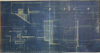 Frank Lloyd Wright.  Rare.  Architectural Vintage Colored Print.  1936.  46.  5 X 24 Inch