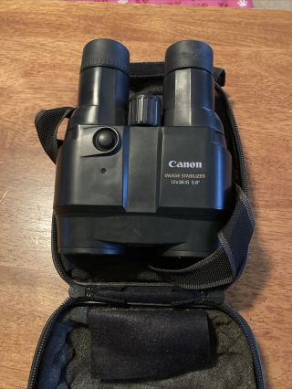 Vintage Canon Image Stabilizer Binoculars 12x36 Is 5.  6 Deg.  With Hard Case