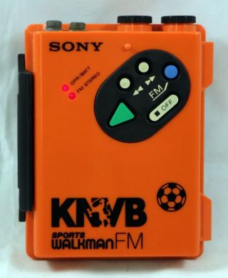 Vintage 1984 Sony Sports Walkman Wm - F5 Dd Walkmanfm Orange Knvb Royal Dutch Fa