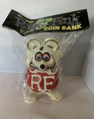 Rare Ed Big Daddy Roth Rat Fink Coin Bank Figure Statue 8 " Nip Gid