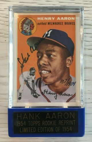 Vintage Hank Aaron Autographed Hand Signed 1954 Topps Reprint Rookie Card Ltd Ed