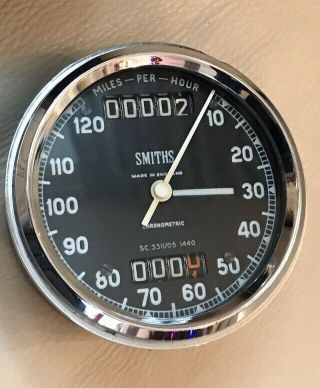 Smiths Chronometric 120 Mph Speedometer Vintage Bsa Triumph Ajs Norton Escort