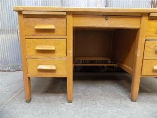 Oak Wood Desk School Teacher Office Vintage Mid Century Factory Table v, 5