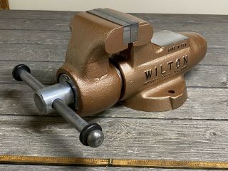 Vintage Wilton 4” Fixed Base Bullet Machinist Vise Smooth Jaws Dated 2 - 79