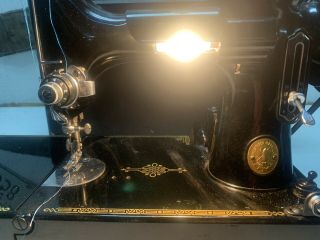 Vintage Singer 221 - 1 Featherweight Portable Sewing Machine And Case Lamp 3
