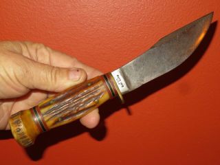 Vintage Marbles Knife Gladstone 4 Pin Antler/stag Handle W/leather Sheath