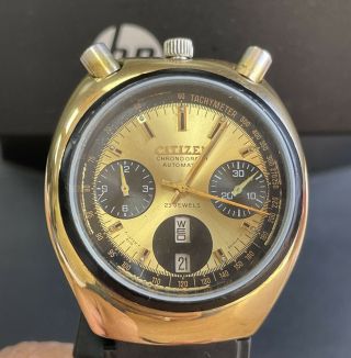 Vintage Citizen Bullhead 4 - 901193 K Gn - 4 - 5 Automatic Chronograph Gold P Watch -