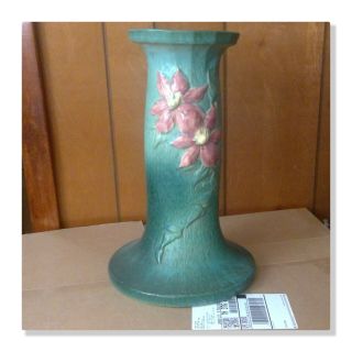 Vintage Roseville Pink Clematis Jardiniere and Pedestal Set 6