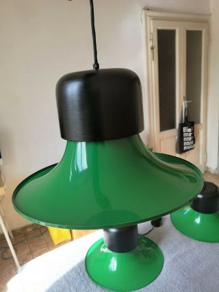 Joe Colombo Campana Ceiling Lamp By Stilnovo Vintage Green Hat Lampadario