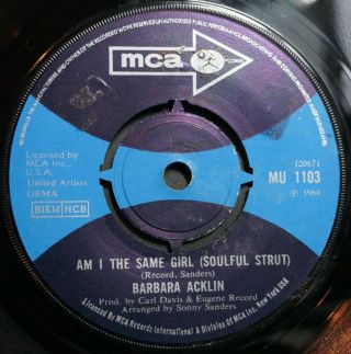 Northern Soul 45 Barbara Acklin " Am I The Same Girl / Be By My Side " Mca Uk Mp3