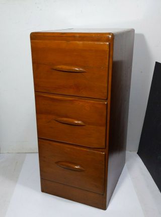 Vintage Antique Art Deco Butterscotch Wood 3 - Drawer Filing Cabinet Storage
