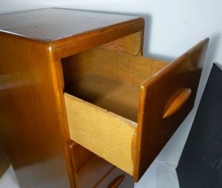 Vintage Antique Art Deco Butterscotch Wood 3 - Drawer Filing Cabinet Storage 4
