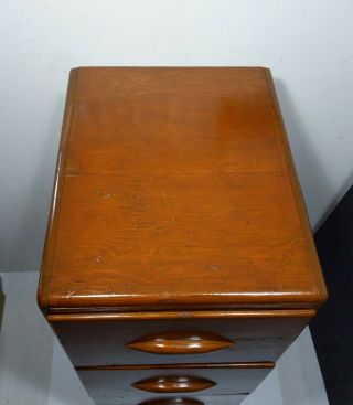 Vintage Antique Art Deco Butterscotch Wood 3 - Drawer Filing Cabinet Storage 5