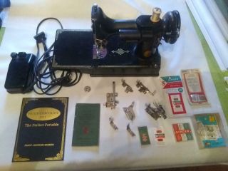 Vintage 1949 Singer Featherweight 221 Sewing Machine W/attachments & Case