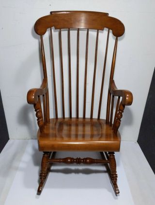 Vintage Ethan Allen Heirloom Nutmeg Maple Spindle Back Rocking Chair Rocker