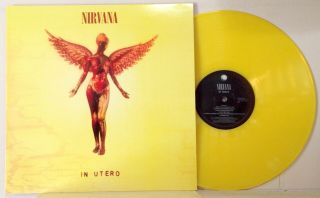 Nirvana 1993 In Utero Lp Geffen Lc 07266 Yellow Marble Vinyl German Reissue