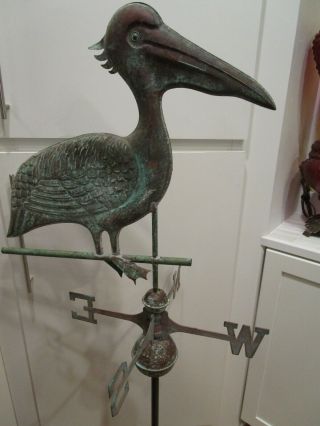 Vintage Copper PELICAN WEATHERVANE roof Art Double Sided w directional 53 ½ 