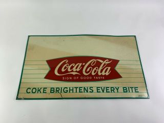 Vintage 1958 Coca Cola Fishtail Sign Coke 28x16
