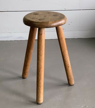 Vintage Mid Century French Oak Charlotte Perriand Style Stool