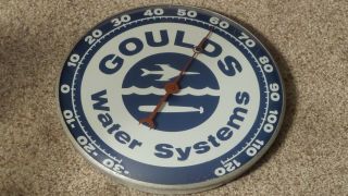 Vintage Goulds Water Systems Thermometer 1960 Pam Clock Co.  Inc Rochelle,  Ny