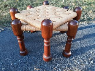 vintage Danish modern,  Brazilian style,  rosewood and rope stools,  pair, 2
