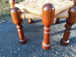 vintage Danish modern,  Brazilian style,  rosewood and rope stools,  pair, 4