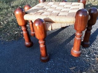 vintage Danish modern,  Brazilian style,  rosewood and rope stools,  pair, 5