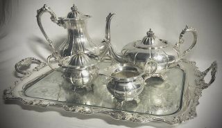 Vintage 5 Piece Silver Tea & Coffee Serving Set Ae Poston & Co.  Made In England